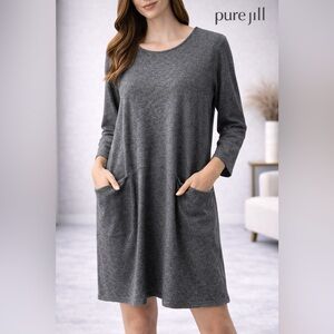 Pure Jill Gray Cotton Knit Pocket Dress – Size M